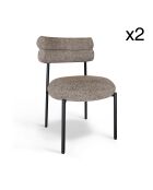 2 Chaises en Tweed Gina Moka  Et Métal Noir - 50x49.5x79 Cm