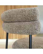 2 Chaises en Tweed Gina Moka  Et Métal Noir - 50x49.5x79 Cm