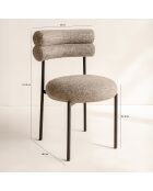2 Chaises en Tweed Gina Moka  Et Métal Noir - 50x49.5x79 Cm