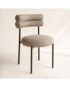 2 Chaises en Tweed Gina Moka  Et Métal Noir - 50x49.5x79 Cm