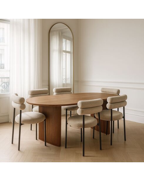 Table À Manger Ovale Effet Noyer Pieds Striés 230X90X76Cm Selma