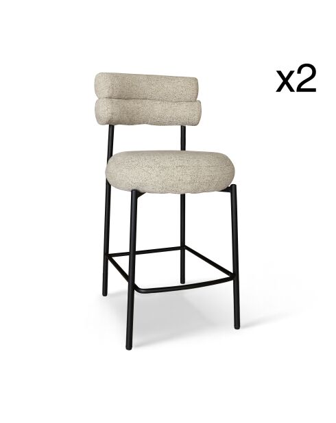 Barstühle Gina, aus beige/schwarzem Tweed-Metall, 47,5 x 58,5 x 95,5 cm, 2er-Set