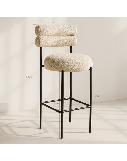 Barstühle Gina, aus beige/schwarzem Tweed-Metall, 47,5 x 58,5 x 95,5 cm, 2er-Set