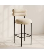 Barstühle Gina, aus beige/schwarzem Tweed-Metall, 47,5 x 58,5 x 95,5 cm, 2er-Set