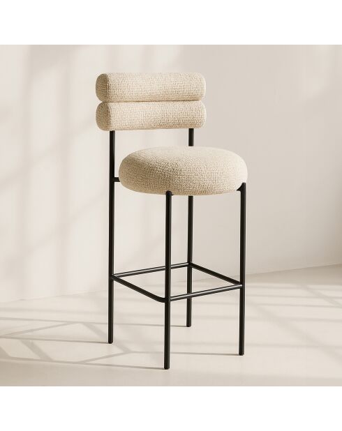 Barstühle Gina, aus beige/schwarzem Tweed-Metall, 47,5 x 58,5 x 95,5 cm, 2er-Set