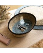 Panier Ovale En Jonc De Mer Diam 20X14Xht7Cm Naturel Et Bleu Dune