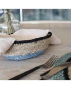 Panier Ovale En Jonc De Mer Diam 20X14Xht7Cm Naturel Et Bleu Dune