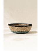 Panier Ovale En Jonc De Mer Diam 20X14Xht7Cm Naturel Et Bleu Dune