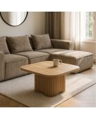 Table Basse Effet Bois Naturel Pied Organique D80X40Cm  Alba