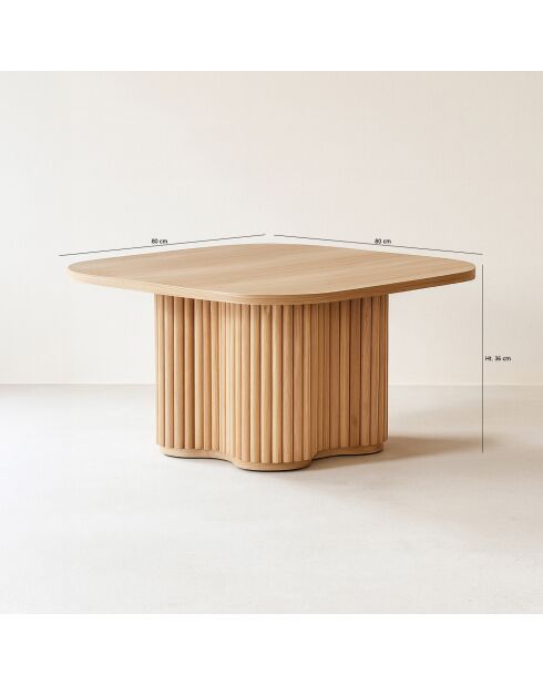 Table Basse Effet Bois Naturel Pied Organique D80X40Cm  Alba