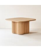 Table Basse Effet Bois Naturel Pied Organique D80X40Cm  Alba