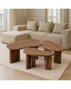 3 biologische salontafels met Charlie Walnuteffect