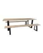 Ensemble Table 235Cm + 2 Bancs 220Cm en Bois de Pin/Acacia