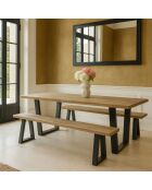 Ensemble Table 235Cm + 2 Bancs 220Cm en Bois de Pin/Acacia