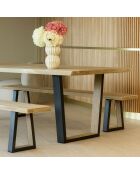 Ensemble Table 235Cm + 2 Bancs 220Cm en Bois de Pin/Acacia