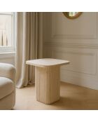 Susan 40x40xHT45cm Vierkante bijzetkast met natuurlijk travertijneffect 40x40xHT45cm