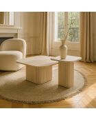 Susan 40x40xHT45cm Vierkante bijzetkast met natuurlijk travertijneffect 40x40xHT45cm