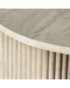 Susan 40x40xHT45cm Vierkante bijzetkast met natuurlijk travertijneffect 40x40xHT45cm