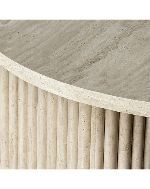 Susan 40x40xHT45cm Vierkante bijzetkast met natuurlijk travertijneffect 40x40xHT45cm