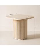 Susan 40x40xHT45cm Vierkante bijzetkast met natuurlijk travertijneffect 40x40xHT45cm