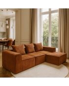 Canapé D'Angle Compressé En Velours Côtelé Brique 270X170X58Cm Cocoon