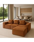 Canapé D'Angle Compressé En Velours Côtelé Brique 270X170X58Cm Cocoon