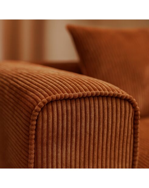Canapé D'Angle Compressé En Velours Côtelé Brique 270X170X58Cm Cocoon
