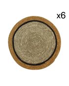 6 Iris-placemats van natuurlijk zeegras en saffraan D38 cm