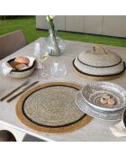 6 Iris-placemats van natuurlijk zeegras en saffraan D38 cm