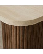 Mesa auxiliar cuadrada con efecto travertino natural/nogal, 40 x 40 x 40 cm, Esther