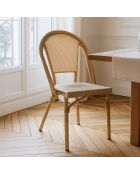 2 Textilene beige stoelen met aluminium structuur, Amalfi, bamboe-look