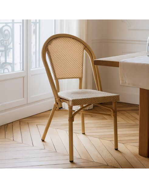 2 Chaises Textilene Beige Structur Aluminium Aspect Bambou Amalfi