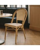 2 Textilene beige stoelen met aluminium structuur, Amalfi, bamboe-look