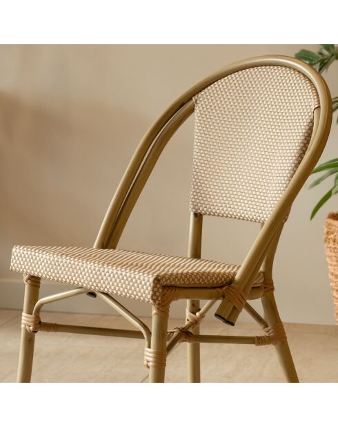 2 Chaises Textilene Beige Structur Aluminium Aspect Bambou Amalfi