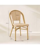 2 Textilene beige stoelen met aluminium structuur, Amalfi, bamboe-look