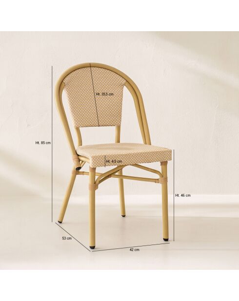 2 Chaises Textilene Beige Structur Aluminium Aspect Bambou Amalfi