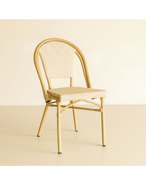 2 Chaises Textilene Beige Structur Aluminium Aspect Bambou Amalfi