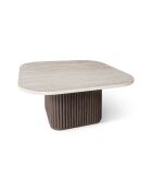 Quadratischer Couchtisch mit natürlichem Travertin/Nussbaumeffekt 80X80X36cm Esther