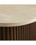 Quadratischer Couchtisch mit natürlichem Travertin/Nussbaumeffekt 80X80X36cm Esther