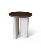 Meuble d'Appoint Effet Travertin Et Noyer 40X40X45Cm Amber