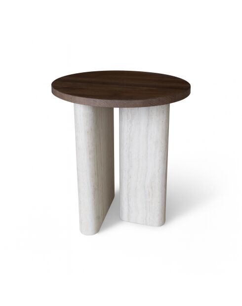 Meuble d'Appoint Effet Travertin Et Noyer 40X40X45Cm Amber