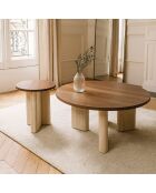 Meuble d'Appoint Effet Travertin Et Noyer 40X40X45Cm Amber