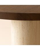 Meuble d'Appoint Effet Travertin Et Noyer 40X40X45Cm Amber