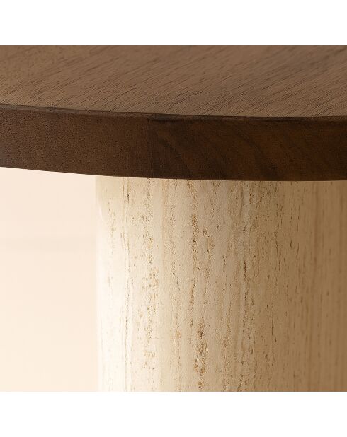 Meuble d'Appoint Effet Travertin Et Noyer 40X40X45Cm Amber