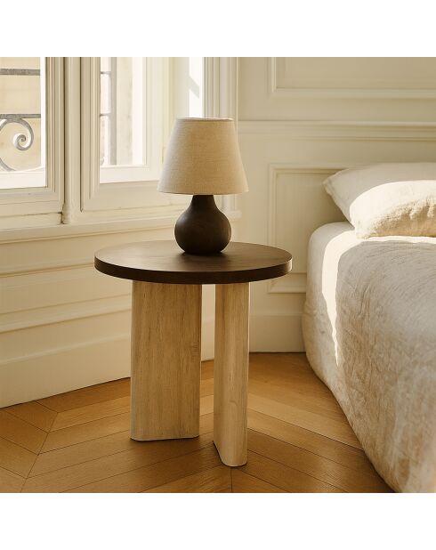 Meuble d'Appoint Effet Travertin Et Noyer 40X40X45Cm Amber