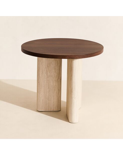 Meuble d'Appoint Effet Travertin Et Noyer 40X40X45Cm Amber