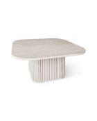 Mesa de café cuadrada con efecto travertino natural, 80 x 80 x 36 cm, Susan