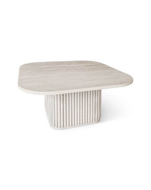 Table Basse Carrée Susan Effet Travertin Naturel - 80x80xht36 Cm