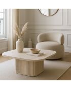 Mesa de café cuadrada con efecto travertino natural, 80 x 80 x 36 cm, Susan