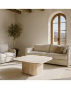 Mesa de café cuadrada con efecto travertino natural, 80 x 80 x 36 cm, Susan